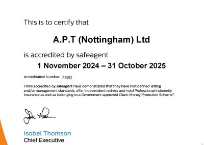 Safe Agent certificate, November 2024 to October 2025